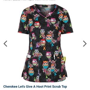 3x give a hoot scrub top